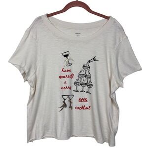 Maeve x Daniela Berkhout Graphic T-Shirt Cocktail Champagne Womens Large Ivory